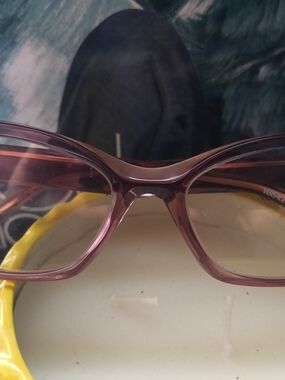 Authentic Versace Pink Transparent Eyeglass Frames With Gold Detail